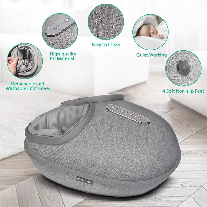 Heated Electric Foot Massager with Compression, Shiatsu Kneading, and Rolling Massage